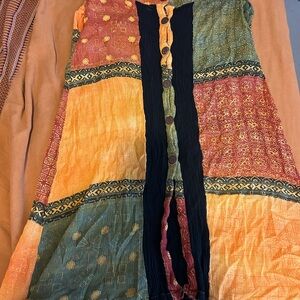 Colorful Patchwork Button-Down Skirt